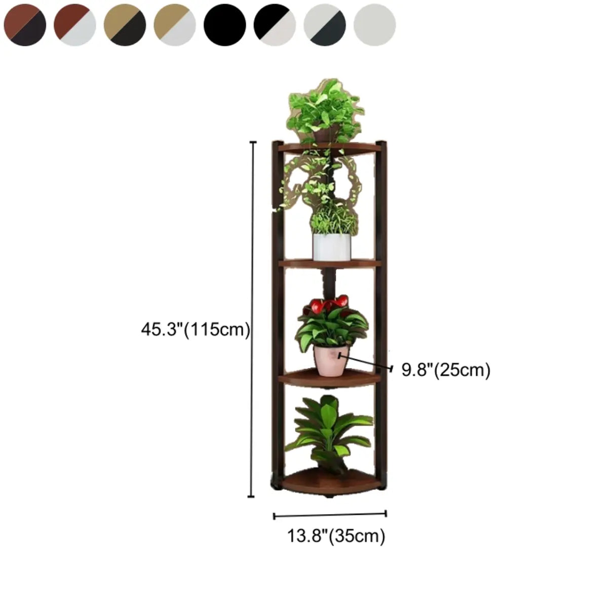 Stylish Triangular 5-Tier Wood Corner Plant Stand White Image - 48