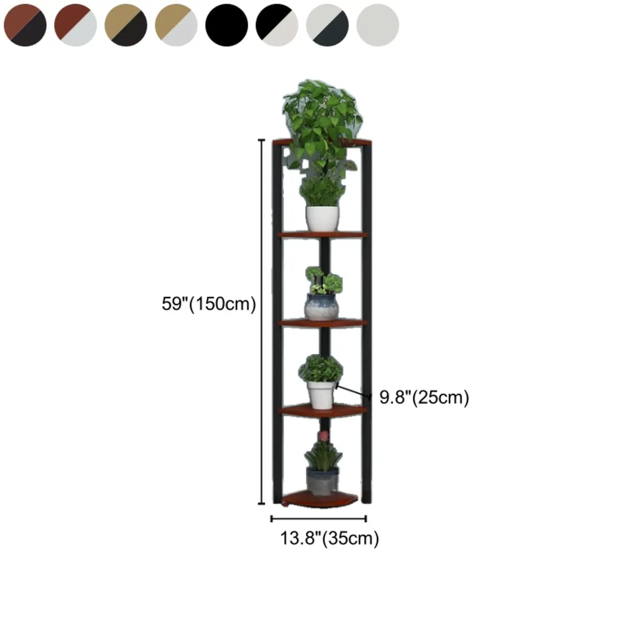 Stylish Triangular 5-Tier Wood Corner Plant Stand White Image - 49