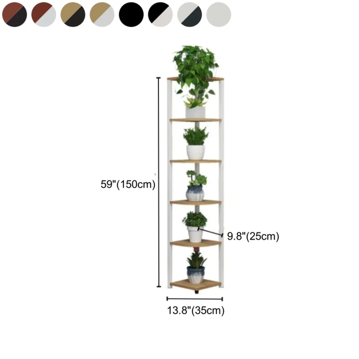 Stylish Triangular 5-Tier Wood Corner Plant Stand White Image - 50
