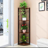 Stylish Triangular 5-Tier Wood Corner Plant Stand White Image - 6