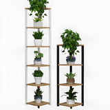 Stylish Triangular 5-Tier Wood Corner Plant Stand White Image - 9
