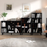 Stylish Vertical Black Rubberwood Display Bookcase Image - 1