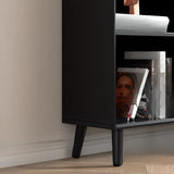 Stylish Vertical Black Rubberwood Display Bookcase Image - 11