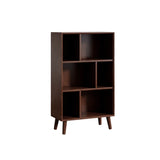 Stylish Vertical Black Rubberwood Display Bookcase Image - 12