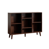 Stylish Vertical Black Rubberwood Display Bookcase Image - 13