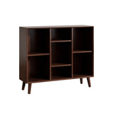 Stylish Vertical Black Rubberwood Display Bookcase Image - 15