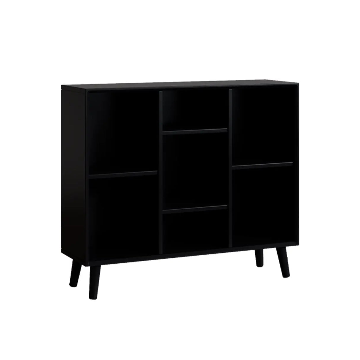 Stylish Vertical Black Rubberwood Display Bookcase Image - 2