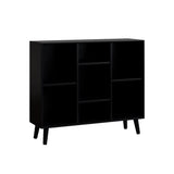 Stylish Vertical Black Rubberwood Display Bookcase Image - 2