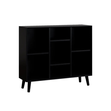 Stylish Vertical Black Rubberwood Display Bookcase Image - 2