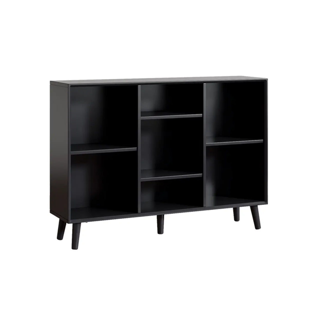 Stylish Vertical Black Rubberwood Display Bookcase Image - 3