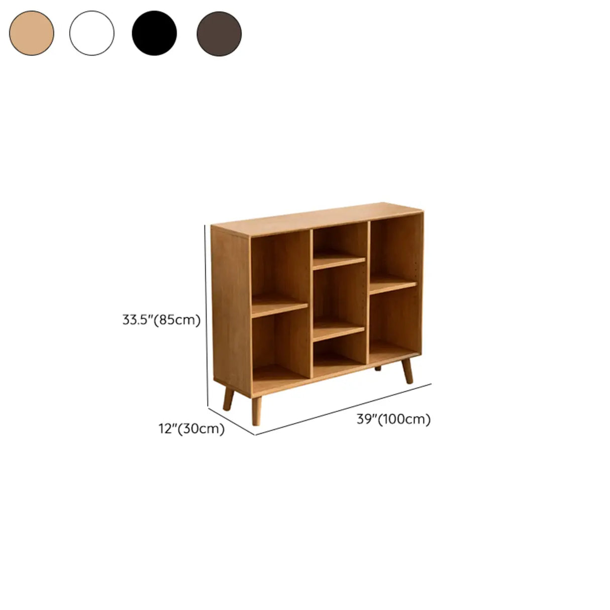 Stylish Vertical Black Rubberwood Display Bookcase 