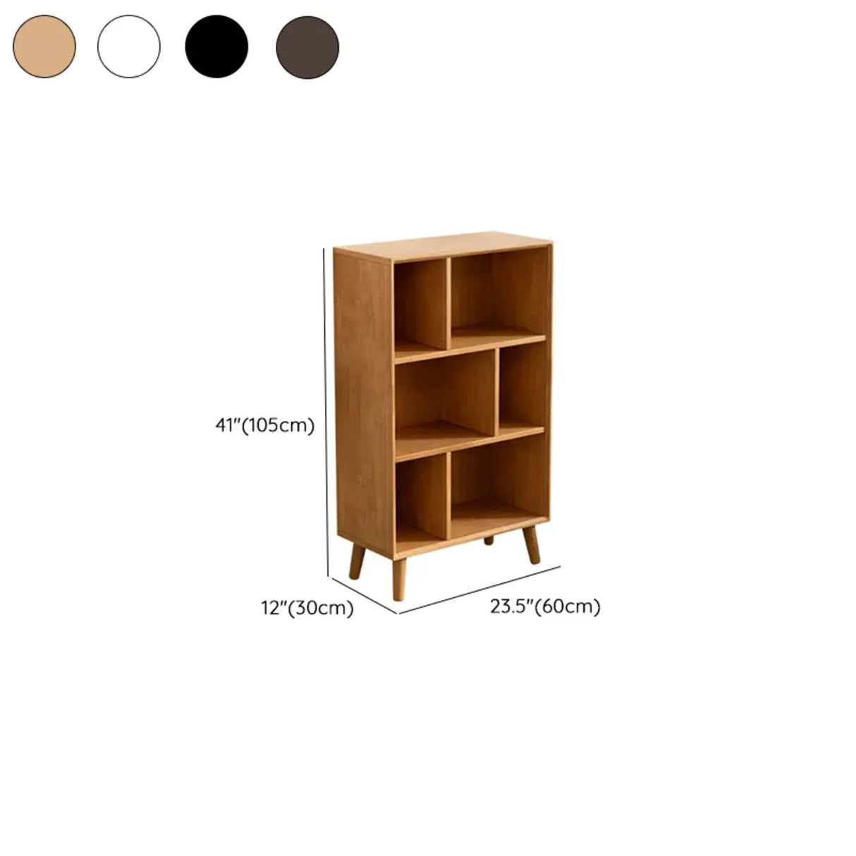 Stylish Vertical Black Rubberwood Display Bookcase Image - 26