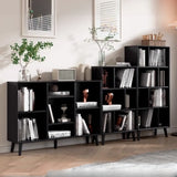 Stylish Vertical Black Rubberwood Display Bookcase Image - 4