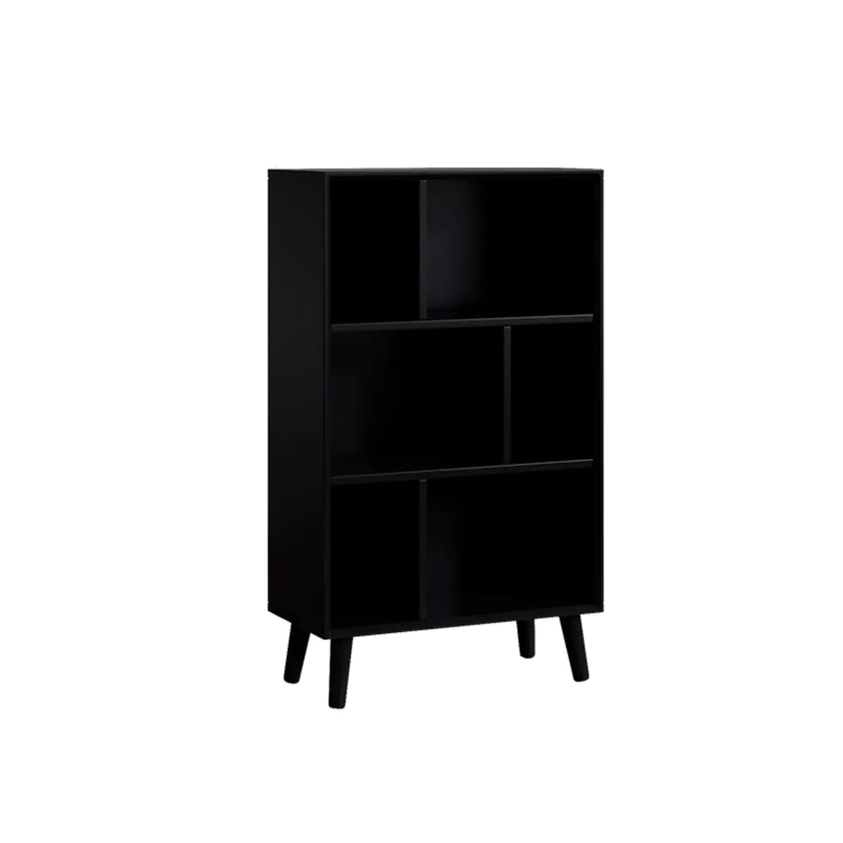Stylish Vertical Black Rubberwood Display Bookcase Image - 5