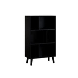 Stylish Vertical Black Rubberwood Display Bookcase Image - 5