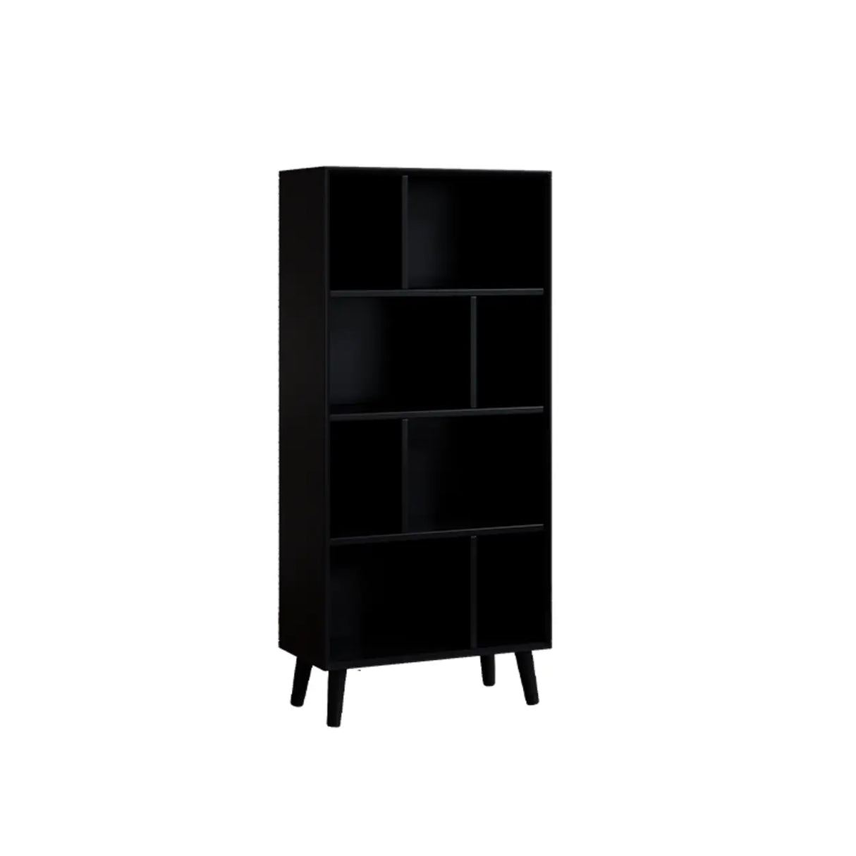 Stylish Vertical Black Rubberwood Display Bookcase Image - 7