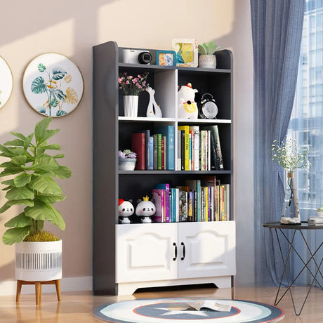 Stylish Vertical Rectangular Wooden Standard Bookcase Image - 1