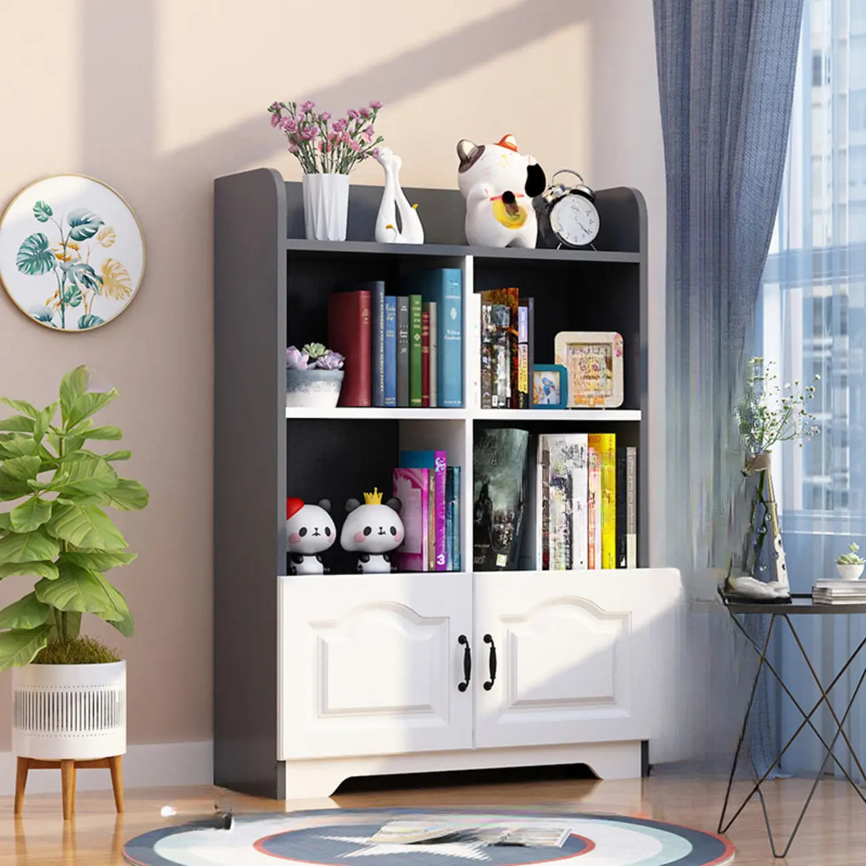 Stylish Vertical Rectangular Wooden Standard Bookcase Image - 12