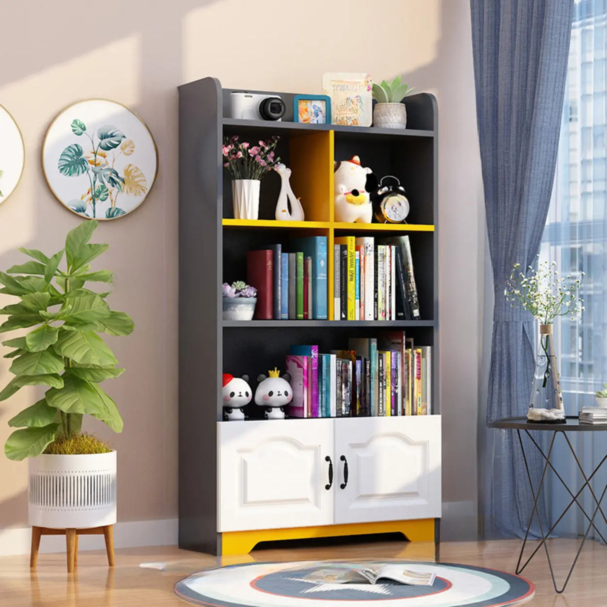 Stylish Vertical Rectangular Wooden Standard Bookcase Image - 13
