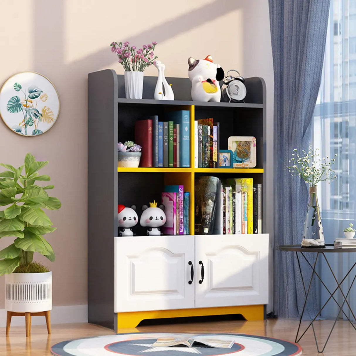 Stylish Vertical Rectangular Wooden Standard Bookcase Image - 14
