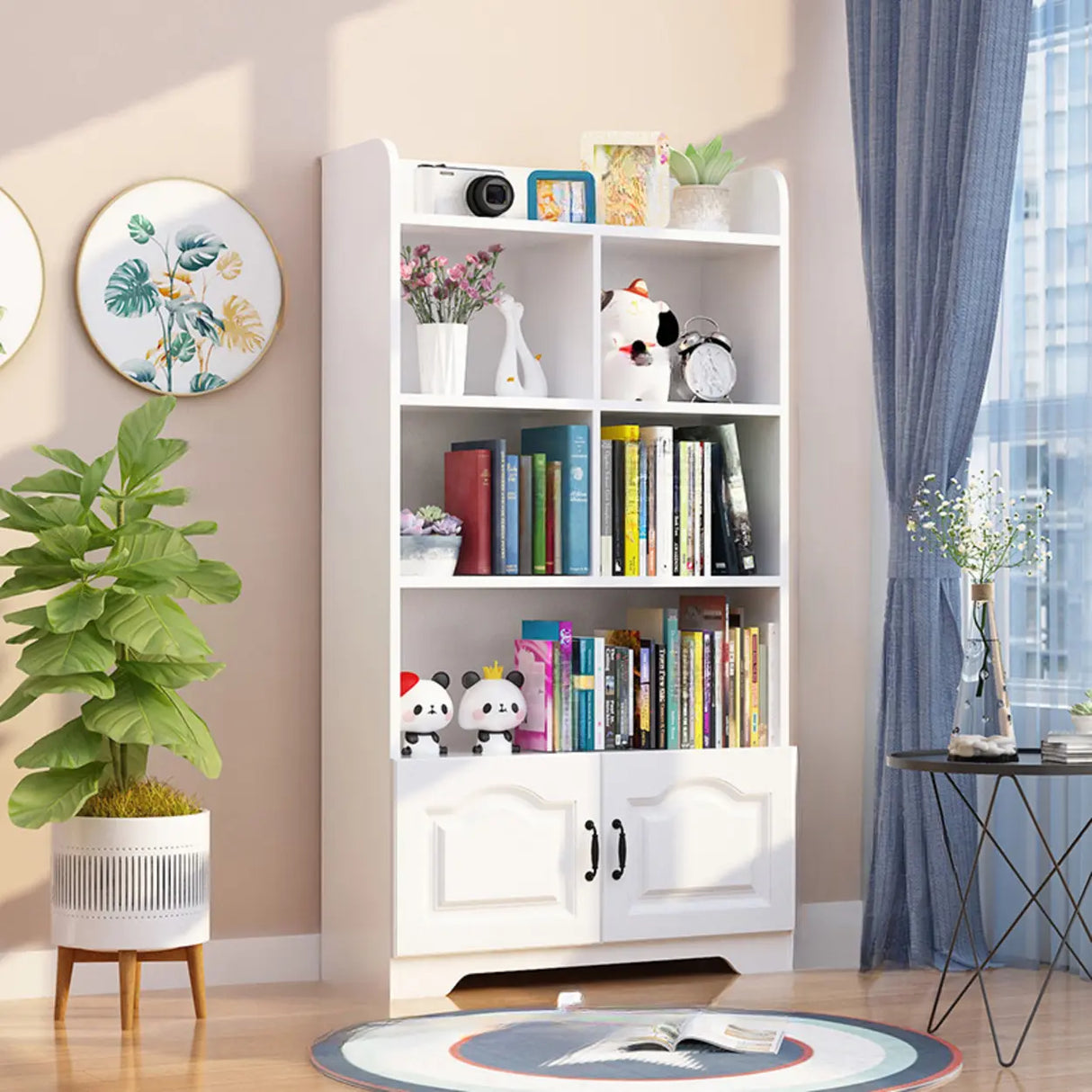 Stylish Vertical Rectangular Wooden Standard Bookcase Image - 19