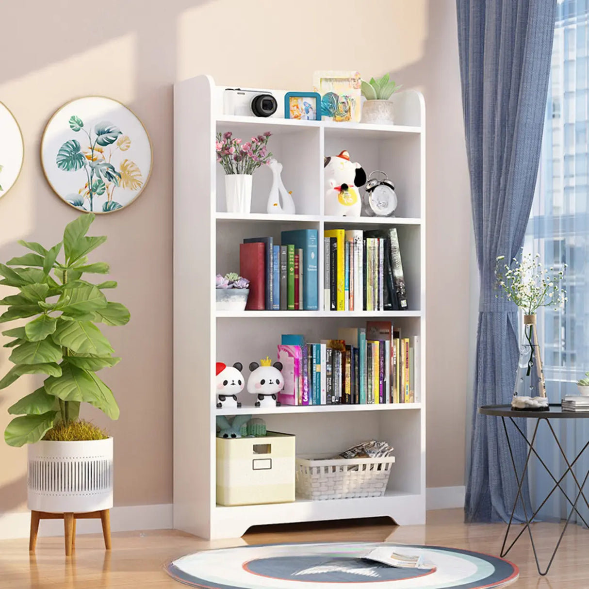 Stylish Vertical Rectangular Wooden Standard Bookcase Image - 20