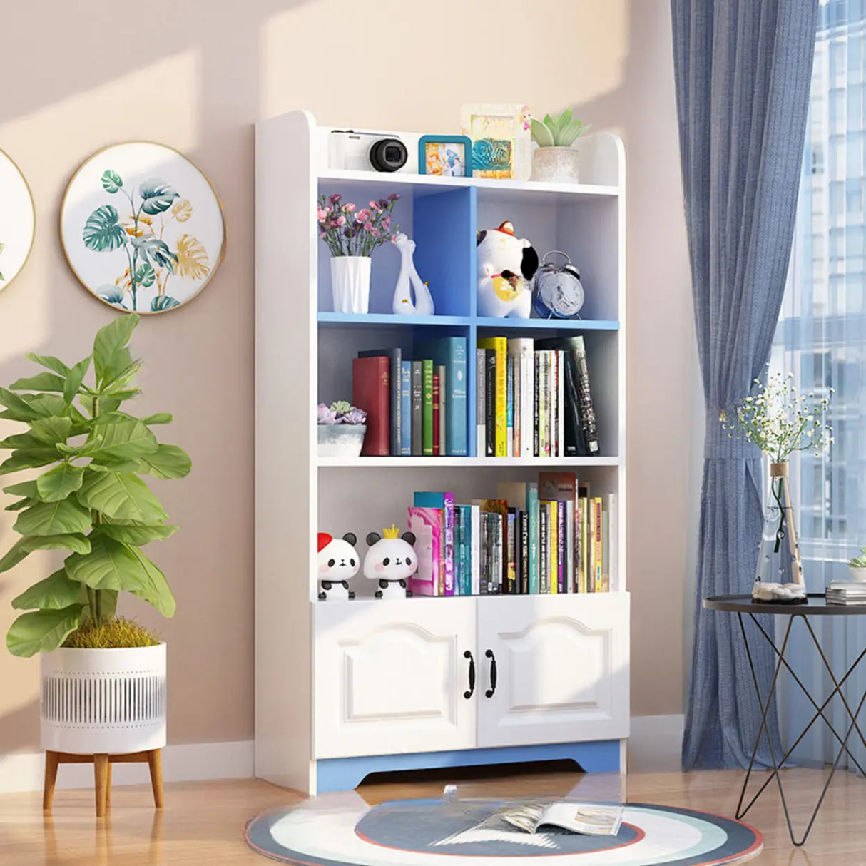 Stylish Vertical Rectangular Wooden Standard Bookcase Image - 23