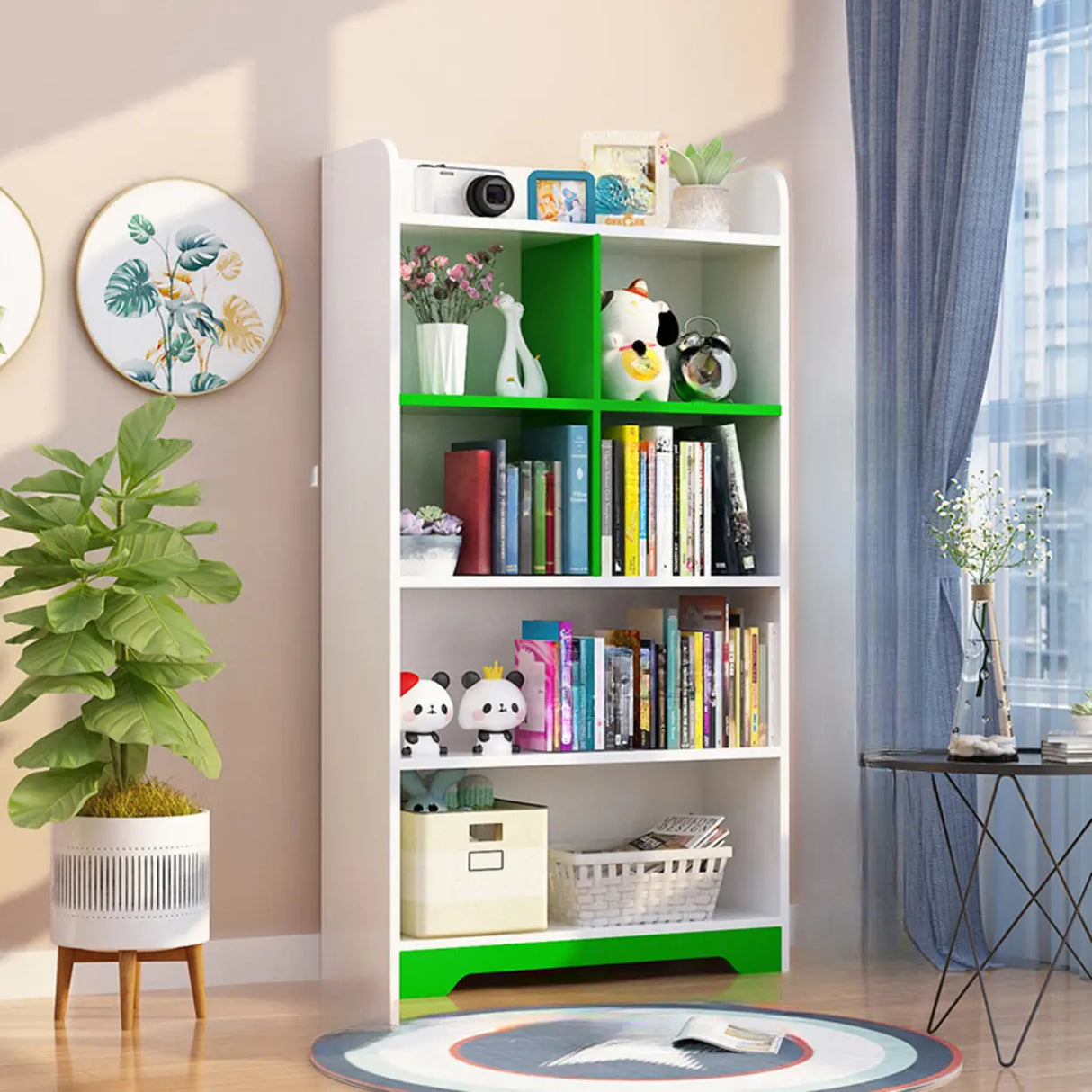 Stylish Vertical Rectangular Wooden Standard Bookcase Image - 28