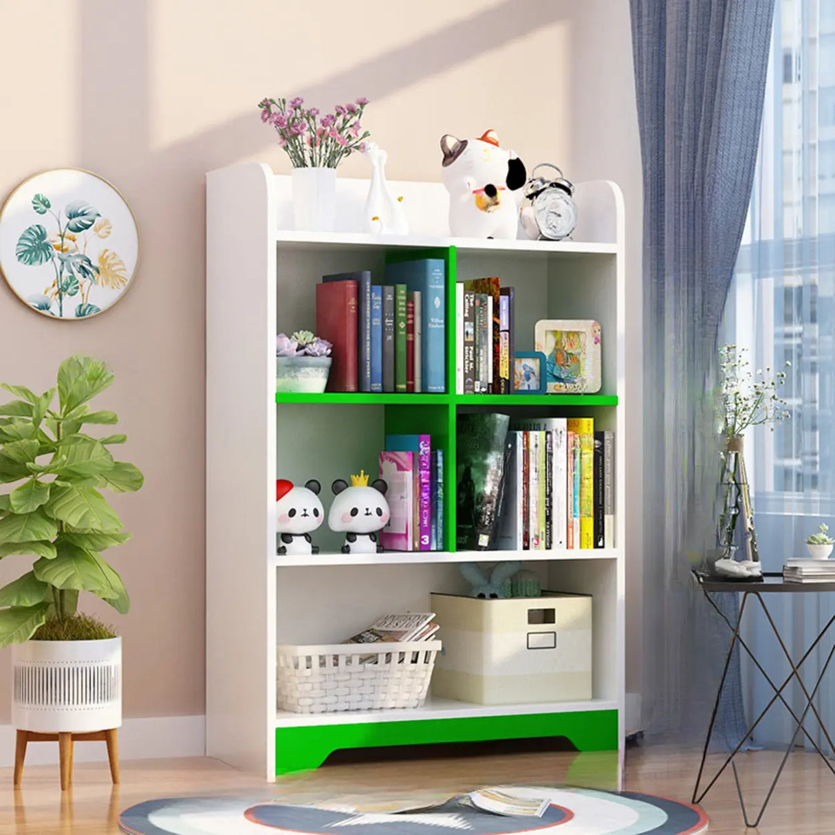 Stylish Vertical Rectangular Wooden Standard Bookcase Image - 30
