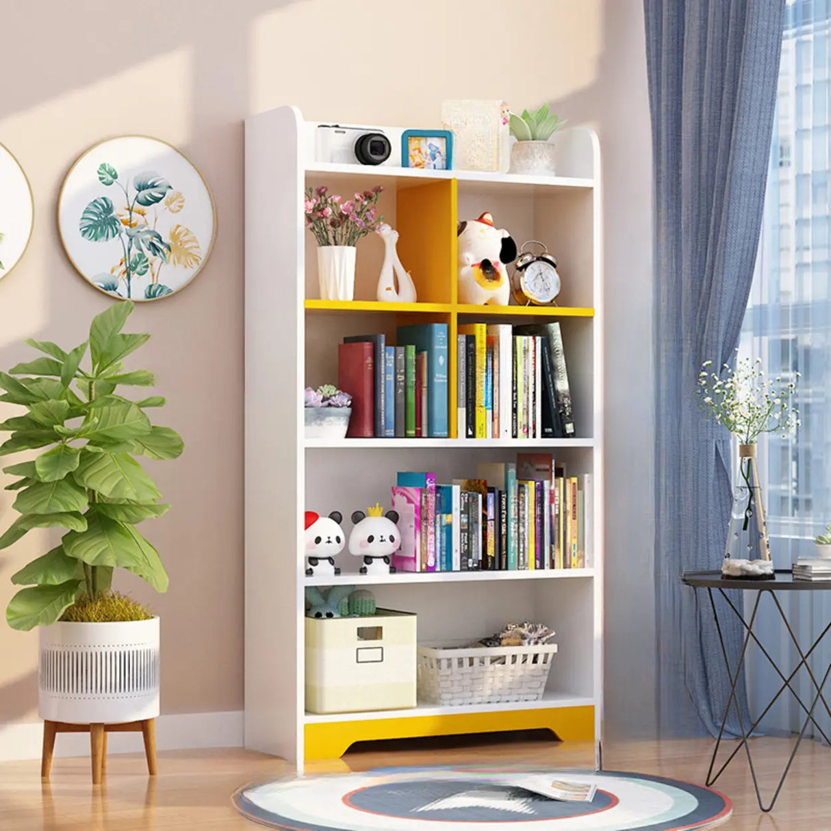 Stylish Vertical Rectangular Wooden Standard Bookcase Image - 32