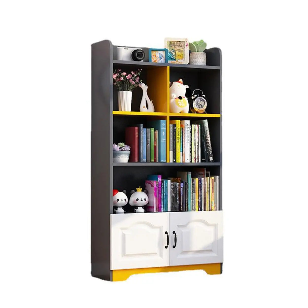 Stylish Vertical Rectangular Wooden Standard Bookcase Image - 4