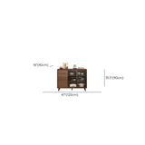 Stylish Walnut Brown Narrow Sideboard with Glass Doors #size