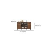 Stylish Walnut Brown Narrow Sideboard with Glass Doors Image - 17