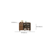 Stylish Walnut Brown Narrow Sideboard with Glass Doors Image - 19