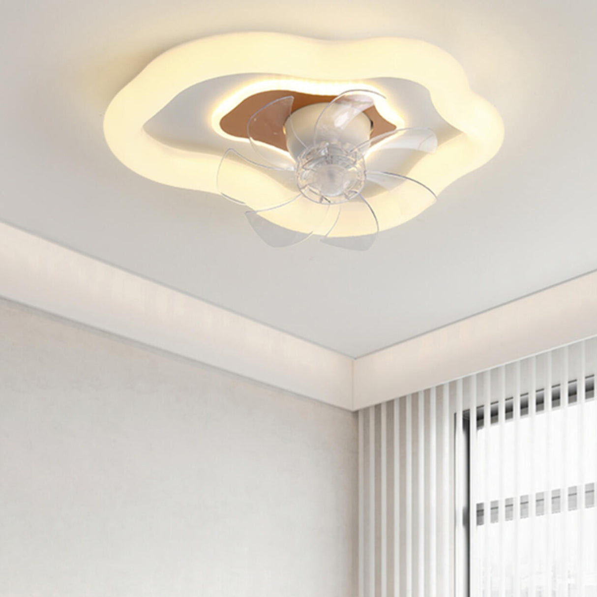Stylish White Cloud Dimmable Ceiling Fan with Light Image - 3