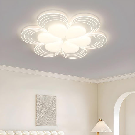 Stylish White Flower Dimmable Flush Mount Ceiling Light Image - 1