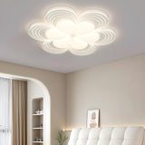 Stylish White Flower Dimmable Flush Mount Ceiling Light Image - 2