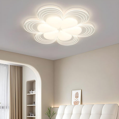 Stylish White Flower Dimmable Flush Mount Ceiling Light Image - 2