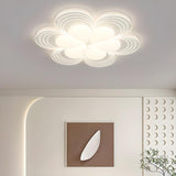 Stylish White Flower Dimmable Flush Mount Ceiling Light Image - 3