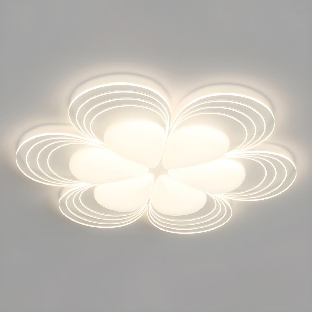 Stylish White Flower Dimmable Flush Mount Ceiling Light Image - 4