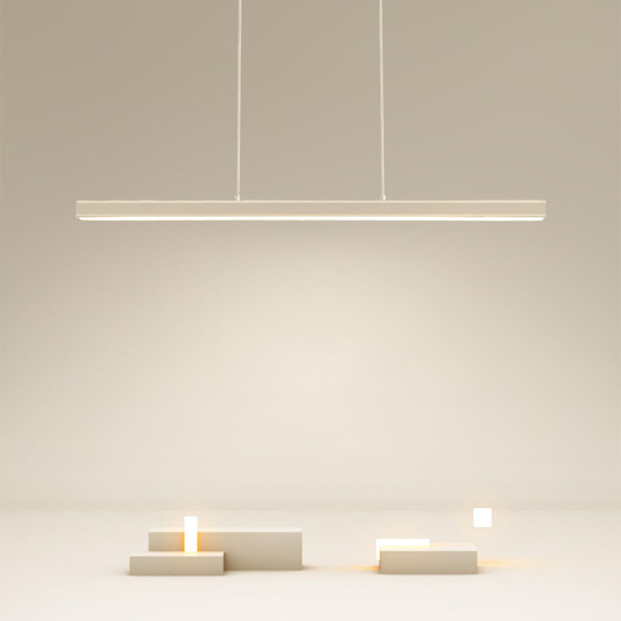 Stylish White Linear LED Pendant Light Kitchen Island Image - 1