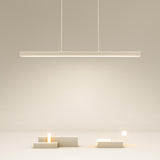 Stylish White Linear LED Pendant Light Kitchen Island Image - 1