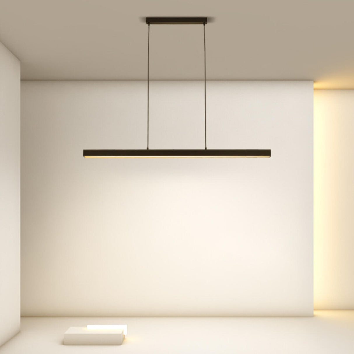 Stylish White Linear LED Pendant Light Kitchen Island Image - 4