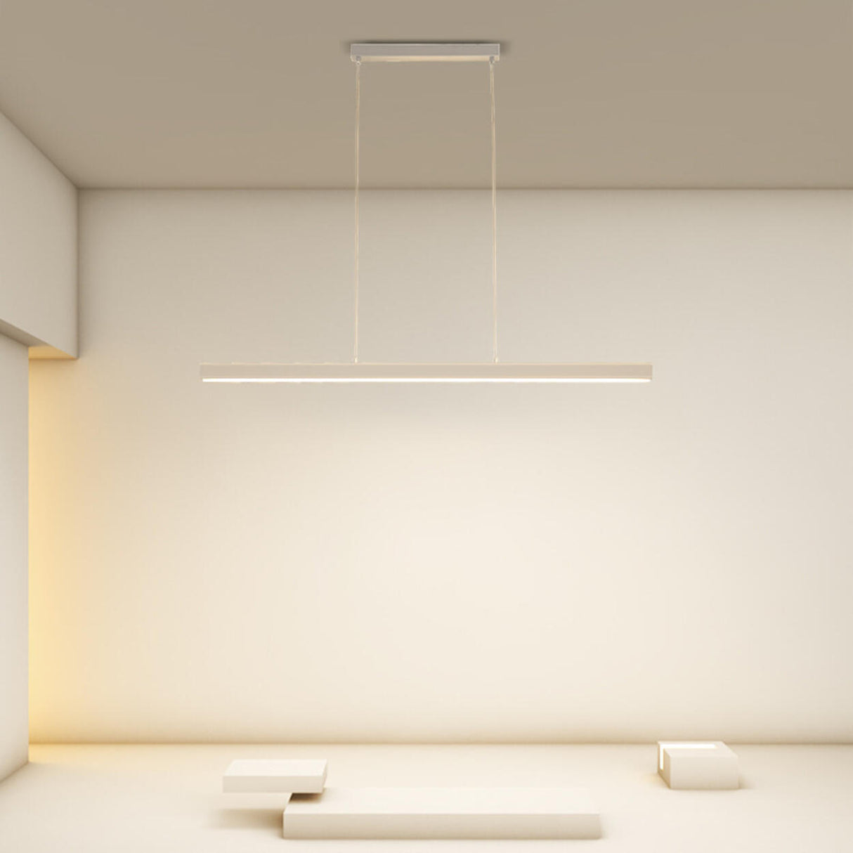 Stylish White Linear LED Pendant Light Kitchen Island Image - 8