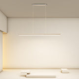 Stylish White Linear LED Pendant Light Kitchen Island Image - 8