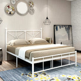 Stylish White Queen Easy Assembly Metal Open-Frame Bed Image - 1