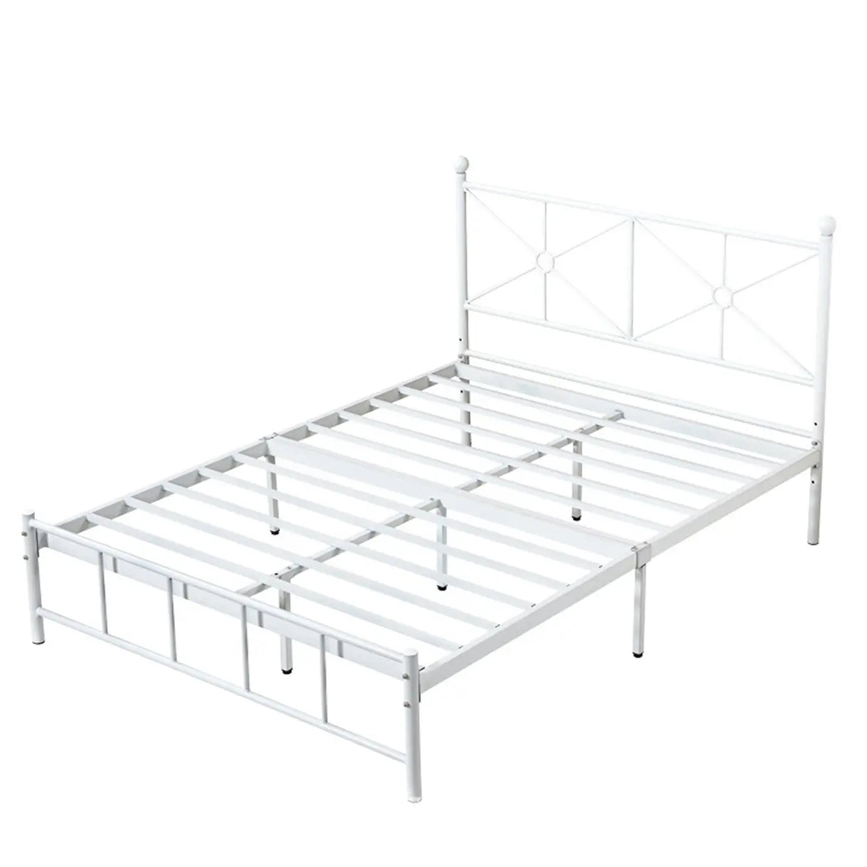 Stylish White Queen Easy Assembly Metal Open-Frame Bed Image - 2
