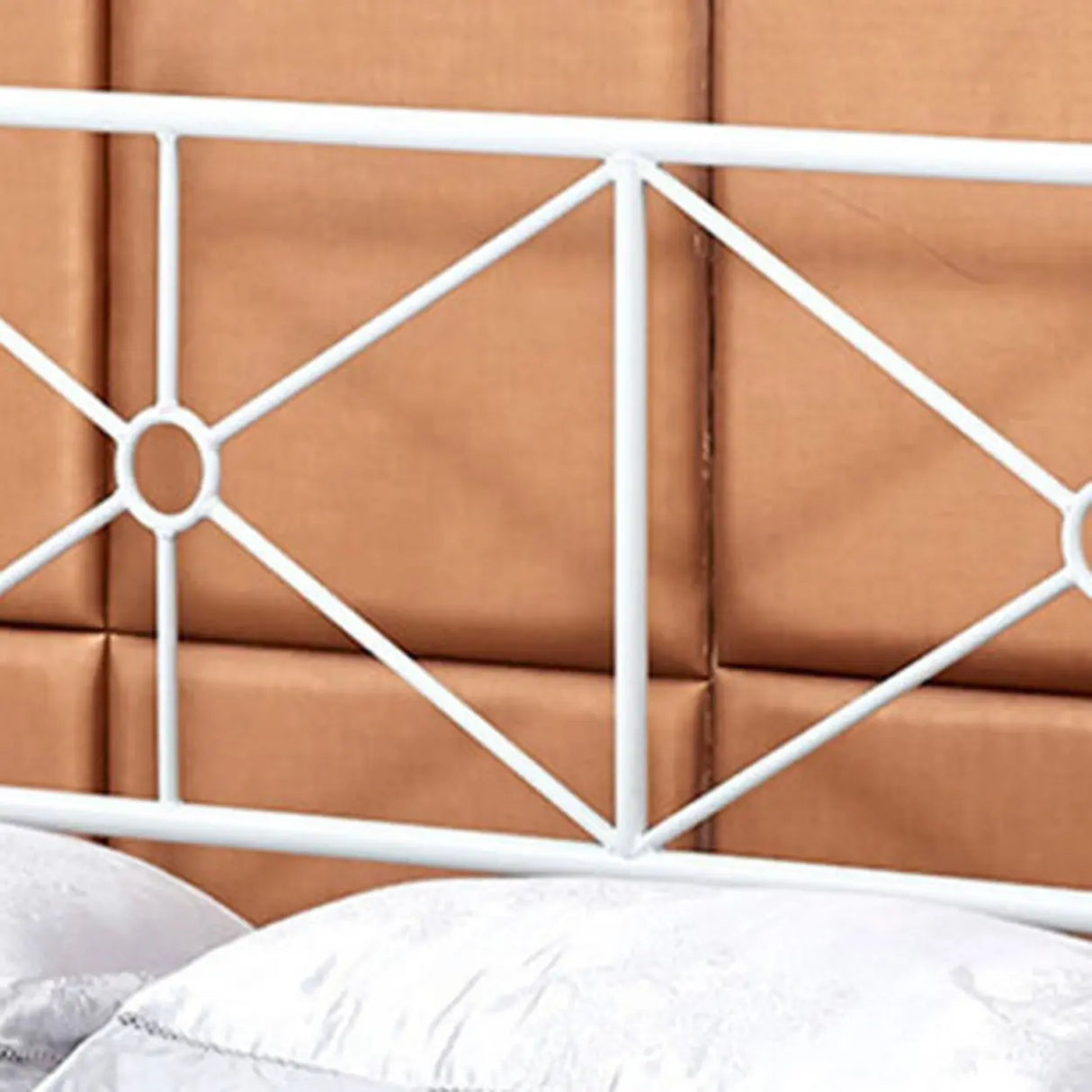 Stylish White Queen Easy Assembly Metal Open-Frame Bed Image - 6