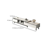 Stylish White Rectangle Stone Open Storage TV Stand Image - 19