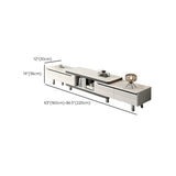 Stylish White Rectangle Stone Open Storage TV Stand Image - 21